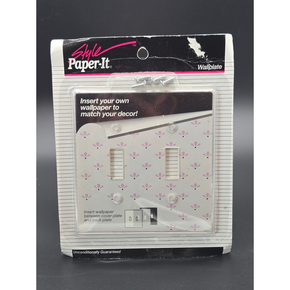 Vintage 1993 Style Paper-It Clear Double Toggle Wallplate DIY Switch Cover 99TT